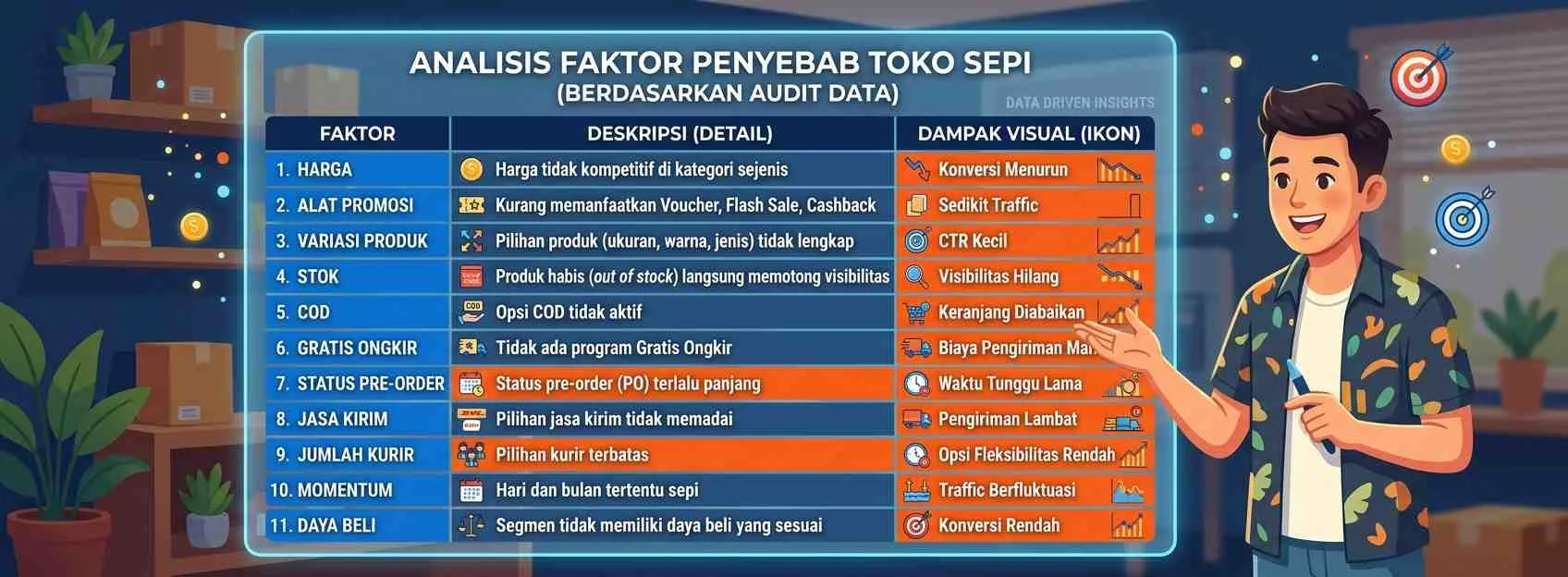 11 Faktor Konversi yang Perlu Dicek Satu per Satu - Cara Optimasi Toko Shopee yang Sepi 2026
