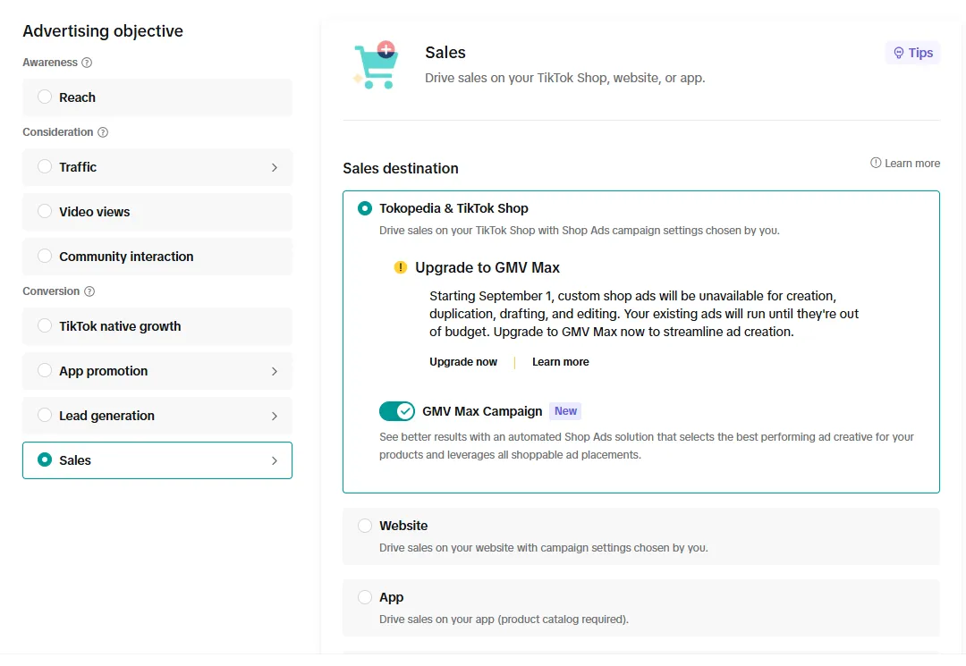 1. Buat Kampanye Baru - Cara Setting GMV Max TikTok Shop 2026 Agar Tidak Boncos