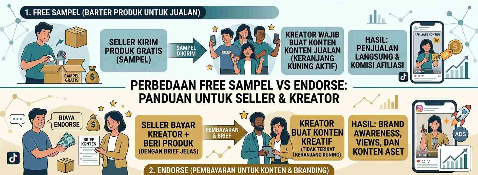 Free Sampel vs Endorse: Bedakan Ini Sebelum Menghubungi Kreator - Strategi Affiliate Marketing TikTok Shop untuk Seller 2026