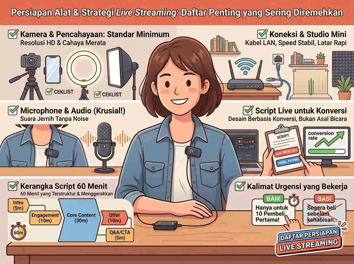 Persiapan Alat Live Streaming yang Sering Diremehkan - Panduan Live Streaming TikTok Shop 2026 yang Closing
