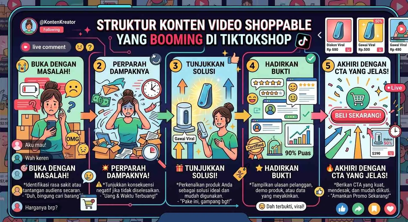 Struktur Konten Video Shoppable yang Mendorong Konversi - Konten Viral Keranjang Kuning TikTok Shop 2026