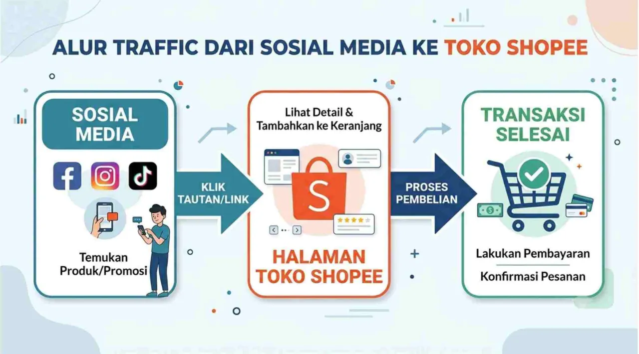 Mengapa Sosial Media Langsung Berdampak ke Traffic Toko Shopee - Strategi Sosial Media Seller Shopee 2026