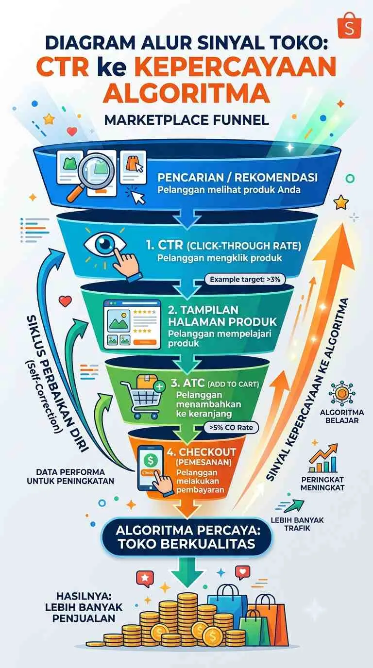 Cara Kerja Algoritma Shopee: Sinyal yang Paling Diprioritaskan - Cara Jadi Top Seller Shopee 2026